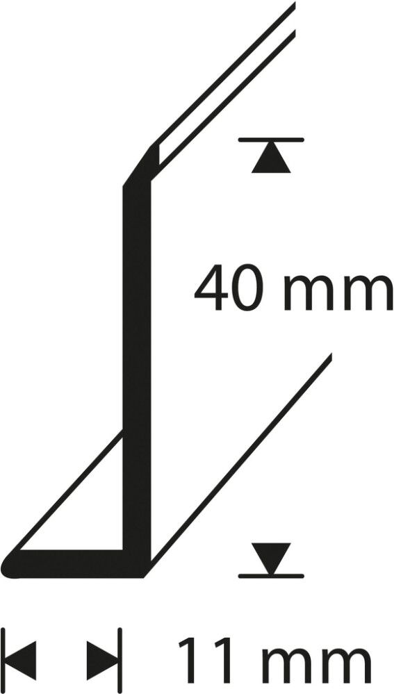 Jalkalista Dione PVC valkoinen 40 x 11 mm (per metri)