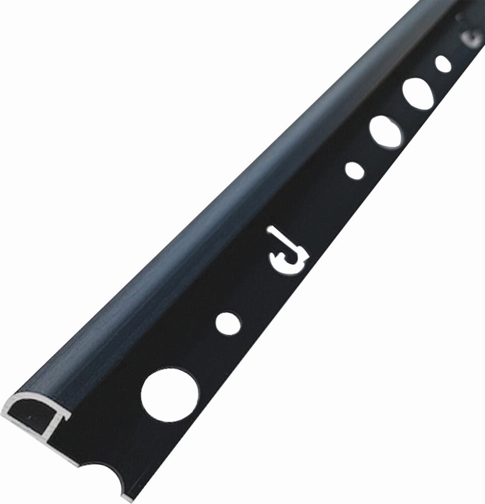 Puolipyöreä Laattalista Dione Alumiini Carbon Black 10 mm 2,5 m