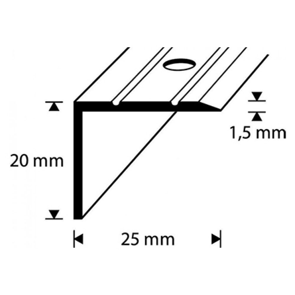 Askelkulmalista Dione D3 musta 25 x 20 mm 1000 mm