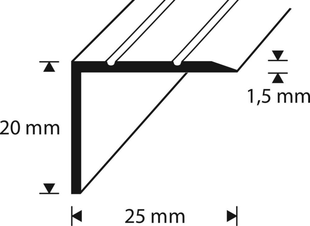Askelkulmalista Dione D3 uritettu Nordic Graphite 25 x 20 mm 2000 mm