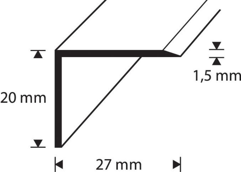 Askelkulmalista Dione B7 RST tarra 27 x 20 mm 2000 mm