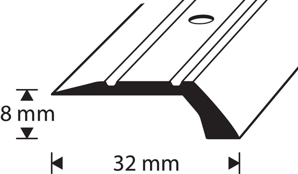 Eritasolista Dione C2 8 mm hopea-anodisoitu 32 mm 1000 mm