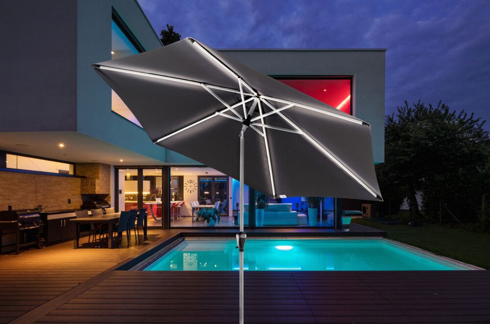 Aurinkovarjo Doppler Active LED 300 cm antrasiitti