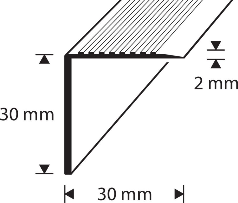 Askelkulmalista Dione D8 Nordic Graphite 30 x 30 mm 1000 mm