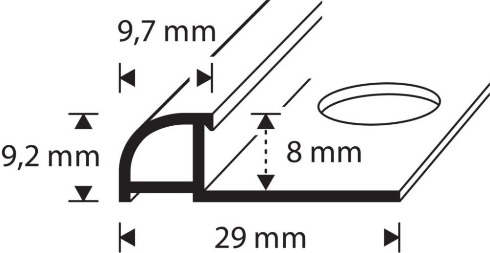 Laattalista Dione Pyöreä Titan 12 mm 2,7 m