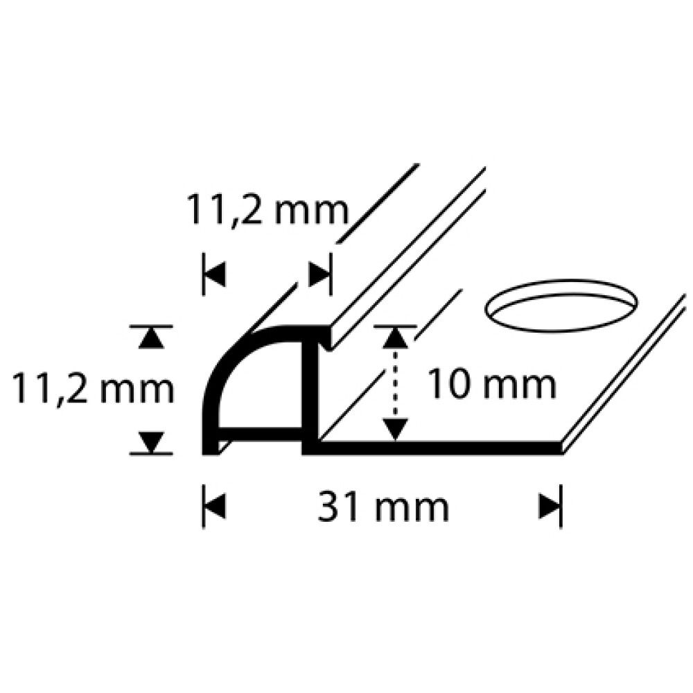 Laattalista Dione 10 mm pyöreä Grey Rustic 2,7 m