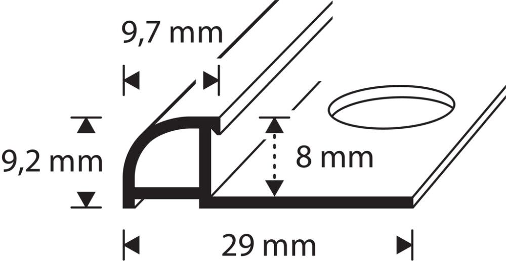 Laattalista Dione 8 mm pyöreä Grey Rustic 2,7 m