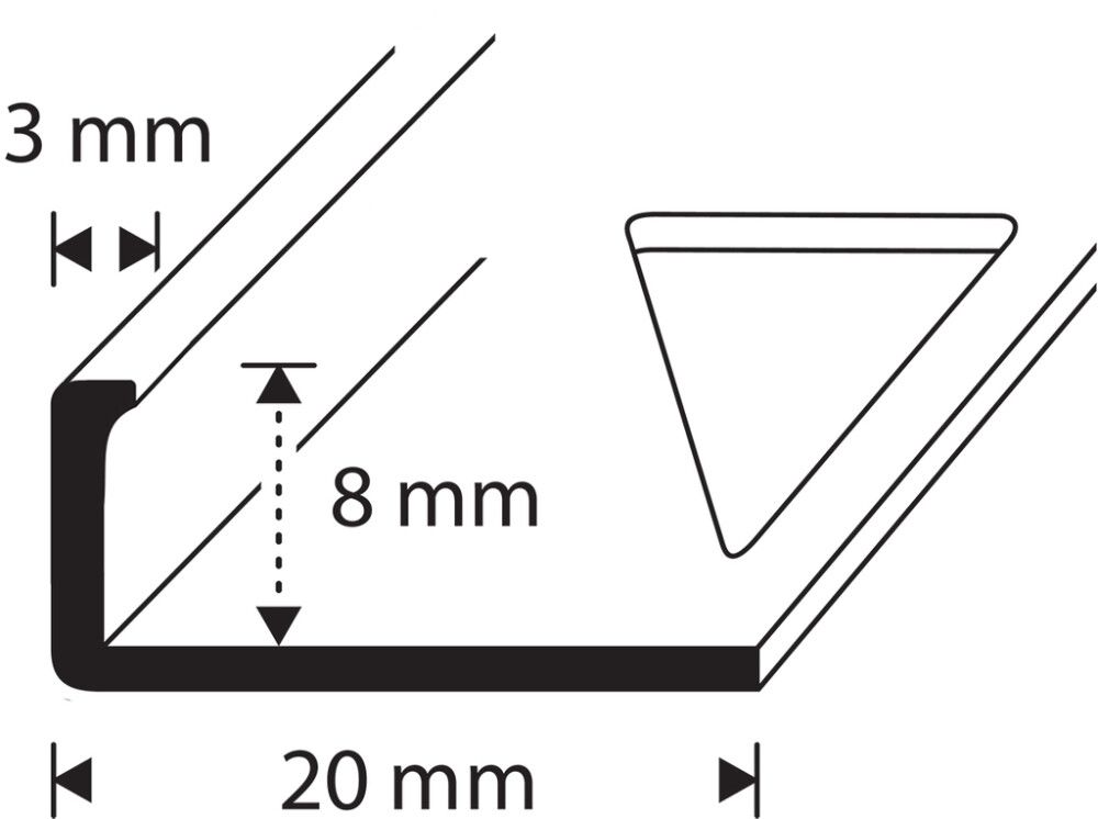 Laattapäätelista Dione 8 mm Carbon Black 2,5 m