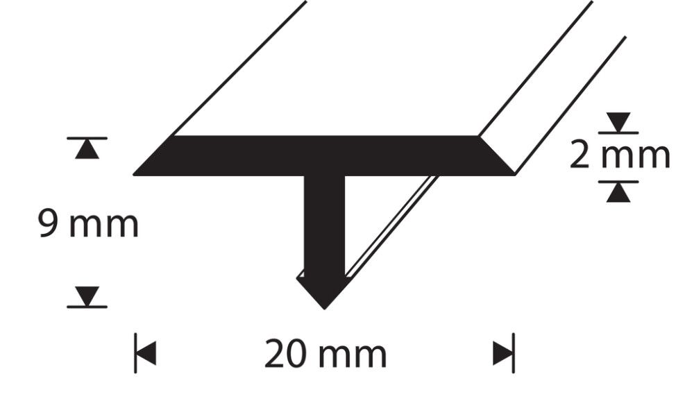 T-Lista Dione Hopea-anodisoitu 20 x 9 x 2 mm x 2700 mm