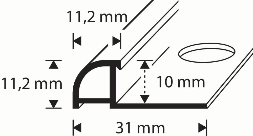 Laattalista Dione White Sand Rustic 10 mm pyöreä