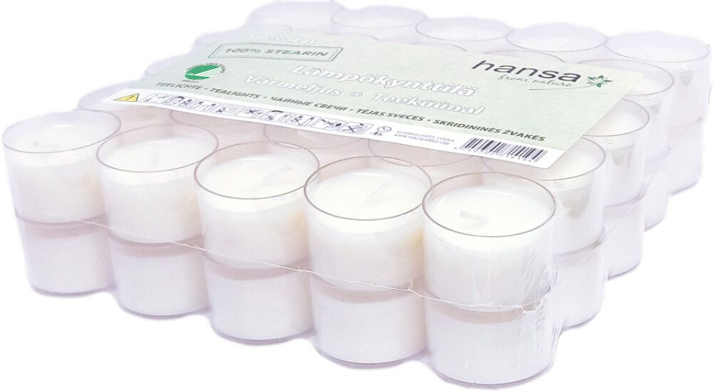 Lämpökynttilä Hansa valkoinen 8 h 50 kpl/pkt