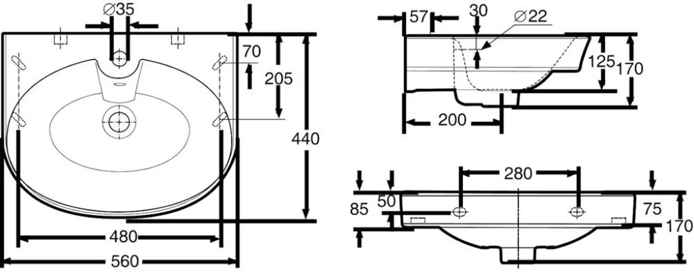 Pesuallas IDO Glow valkoinen 56 cm