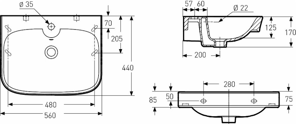 Pesuallas IDO Glow Square Valkoinen 56 x 44 cm
