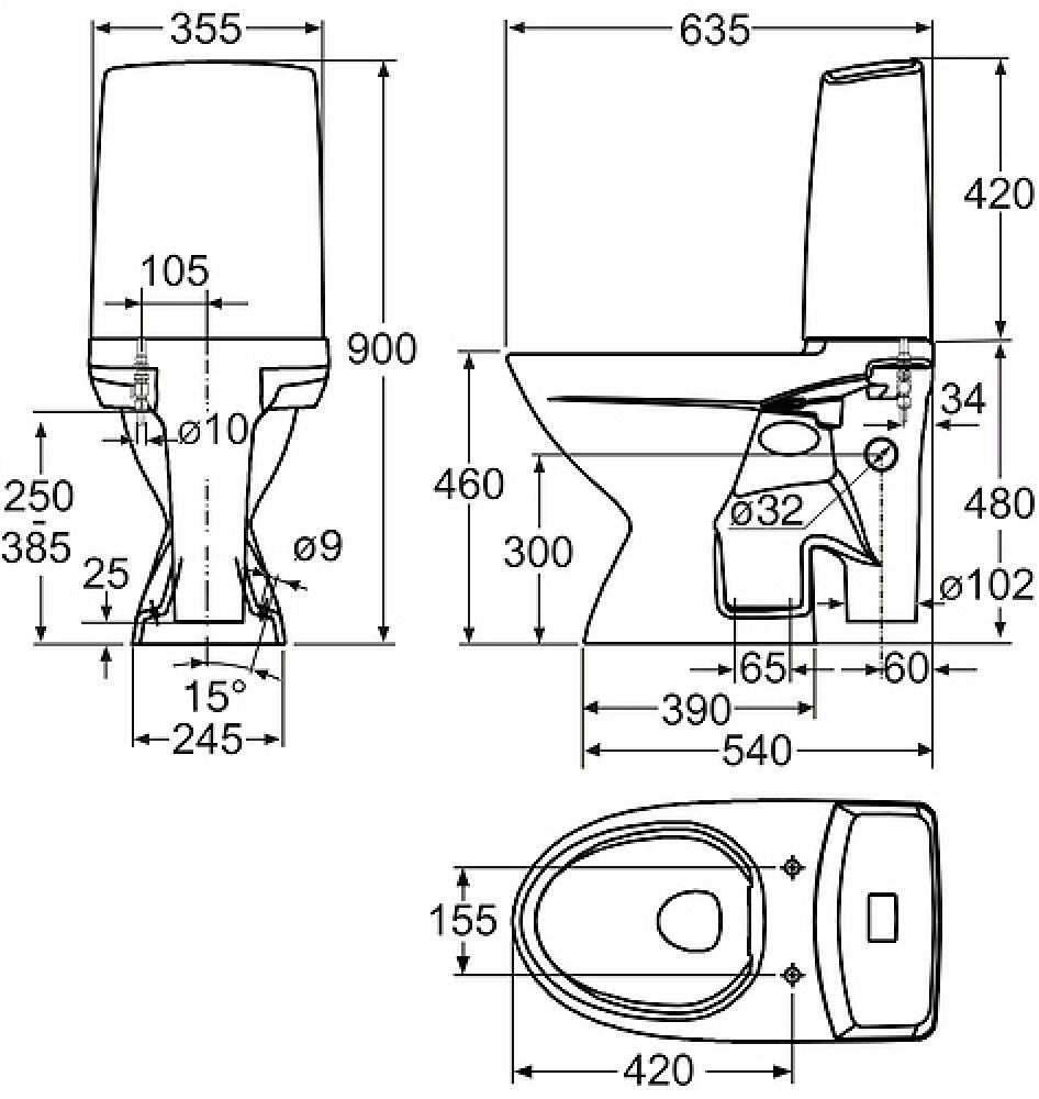 WC-istuin IDO Glow 67 S-lukolla