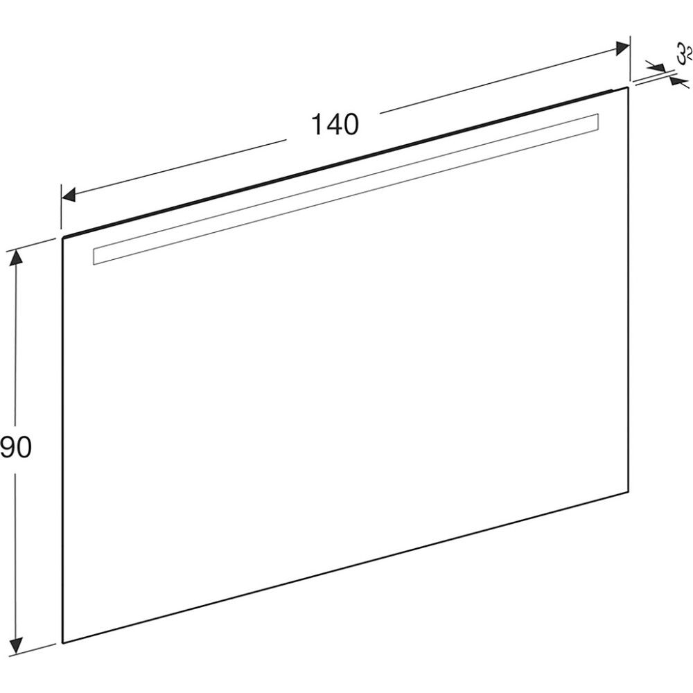 LED-valopeili Geberit Option Basic Square 90 cm 140 cm