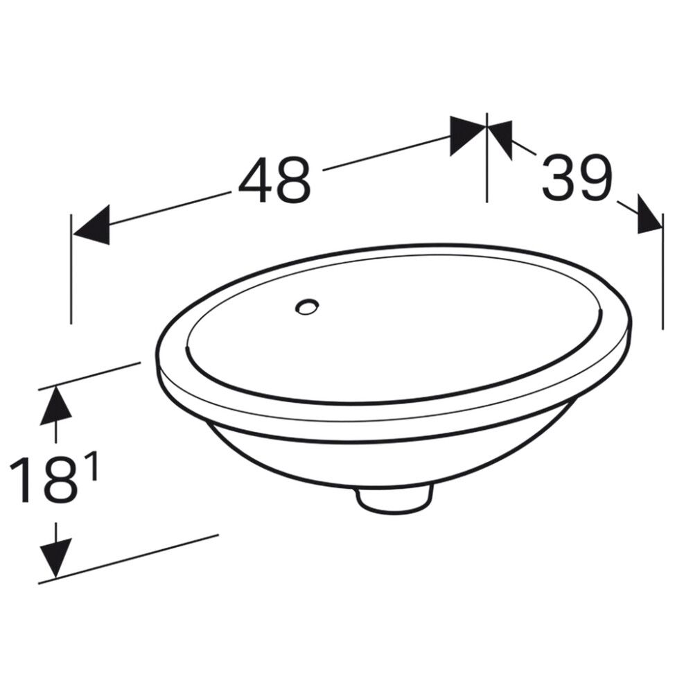 Pesuallas Geberit VariForm valkoinen 48 x 39 cm
