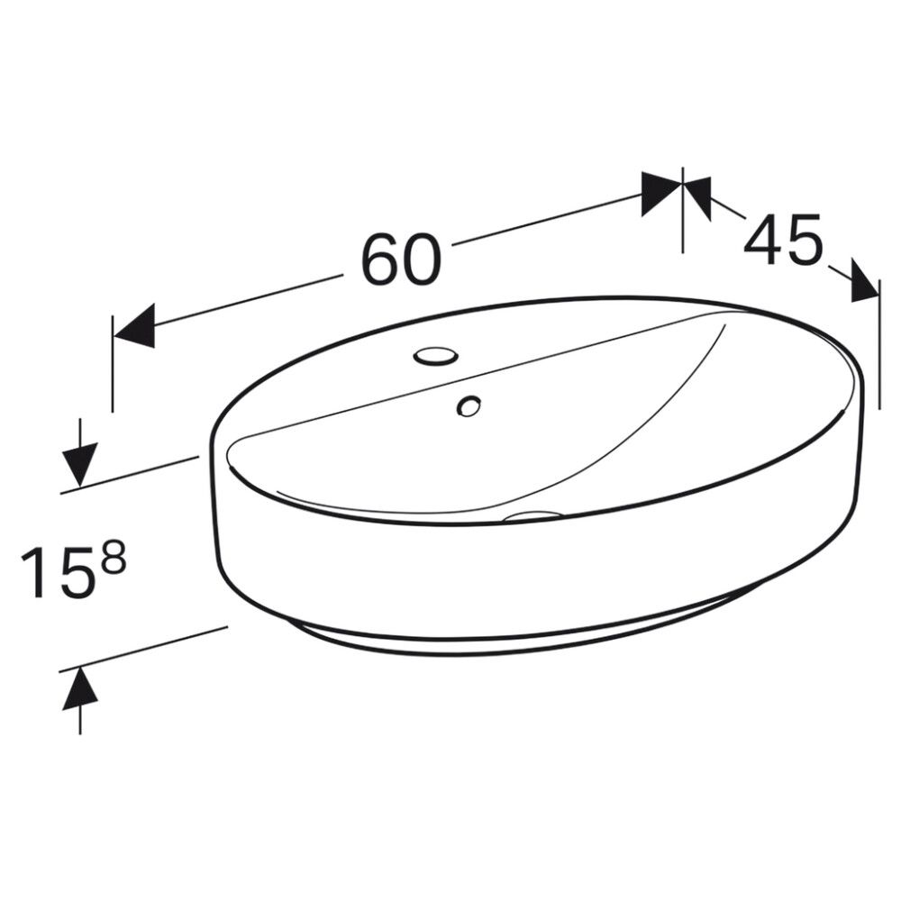 Pesuallas Geberit VariForm ovaali valkoinen 60 x 45 cm