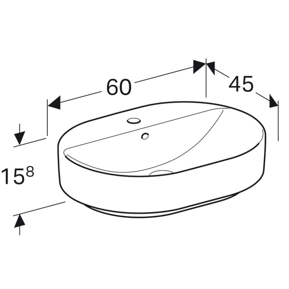Pesuallas Geberit VariForm ellipsi valkoinen 60 x 45 cm