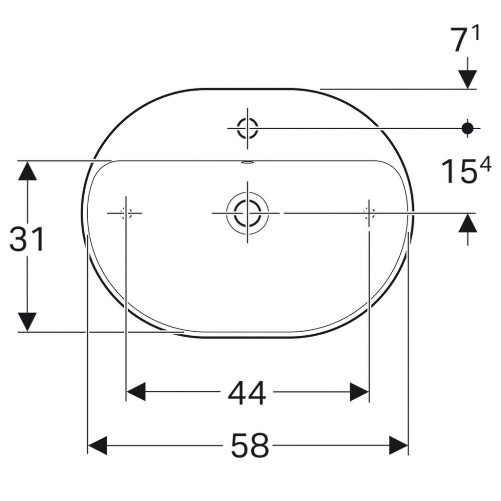 Pesuallas Geberit VariForm ellipsi valkoinen 60 x 45 cm