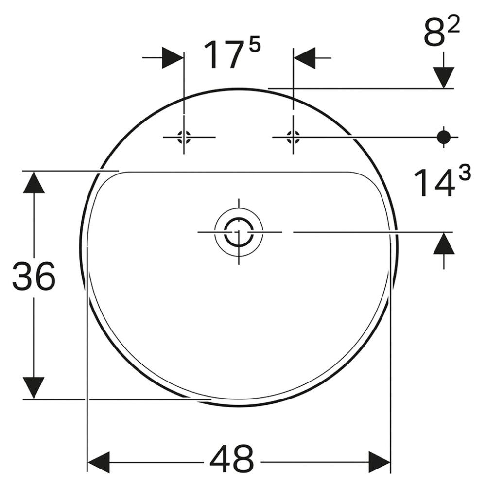 Pesuallas Geberit VariForm kahdella hanareiällä valkoinen Ø 50 x 18,5 cm