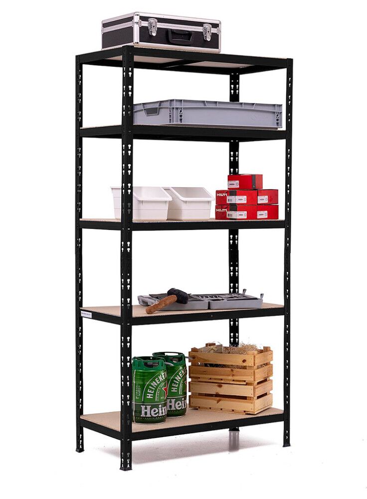 Metallihylly musta 180 x 90 x 40 cm