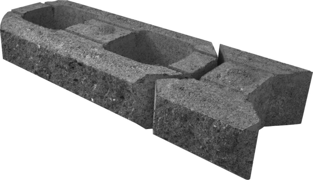 Lohkomuurikivi Lakka Musta 480 + 80 x 200 x 100 mm