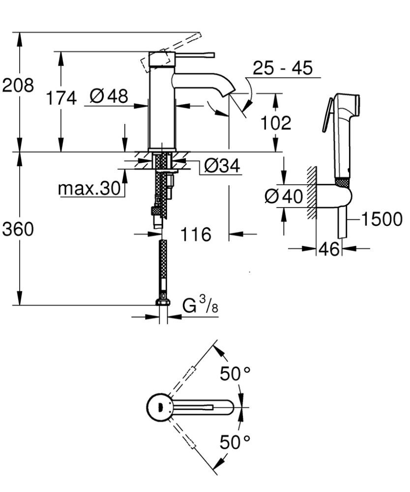 Pesuallashana + Bide Grohe Sail
