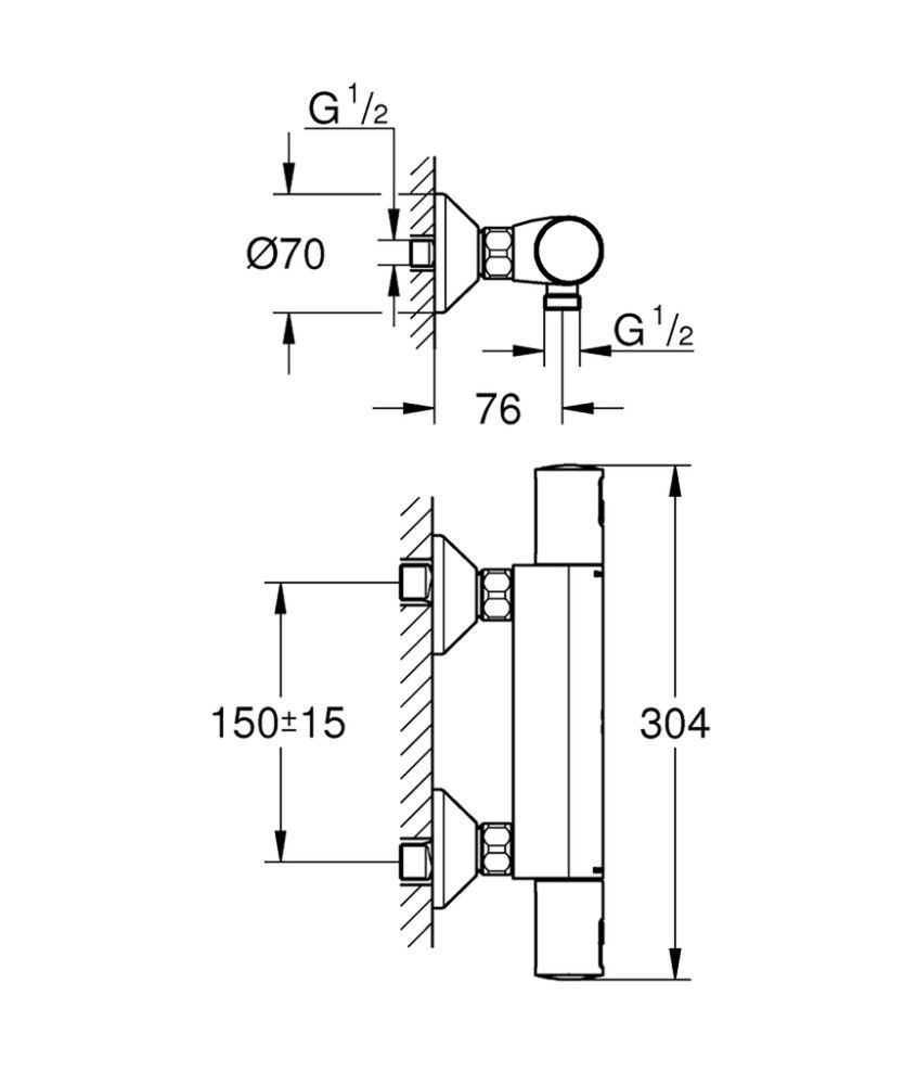 Termostaattihana Grohe Precision Start Suihkulle Kromi DN 15