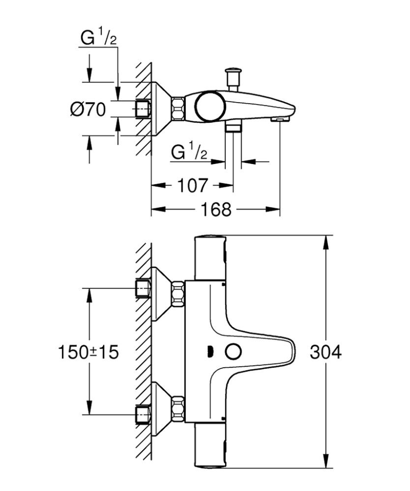 Termostaattihana Grohe Precision Start Amme/Suihku Kromi DN 15