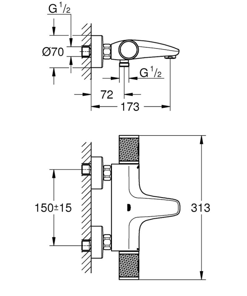 Termostaattihana Grohe Precision Feel Amme/Suihku Kromi DN 15