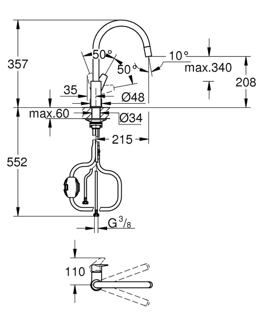 Keittiöhana Grohe BauEdge kromi