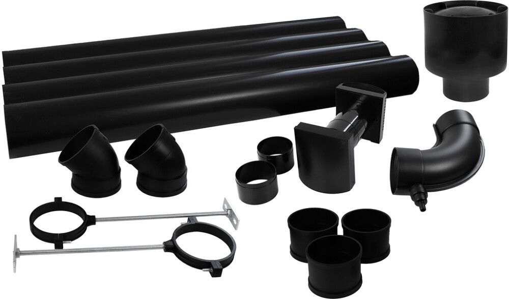 Tuuletusputkipaketti Separett polttokäymälään musta