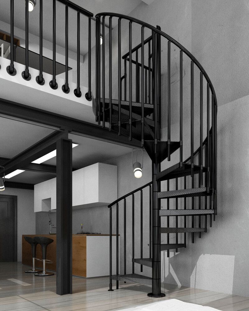 Kierreporras Atrium Heavy Metal musta 169 cm