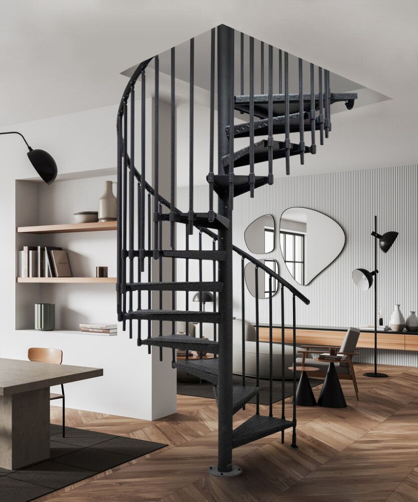 Kierreporras Atrium Heavy Metal musta 169 cm