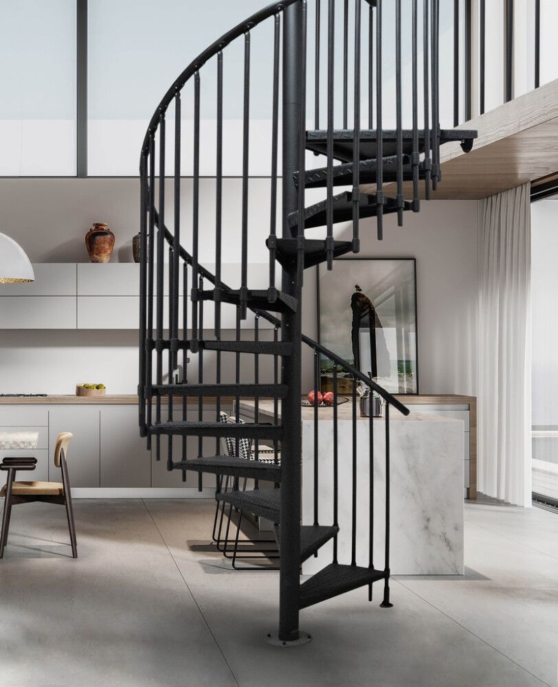 Kierreporras Atrium Heavy Metal musta 169 cm