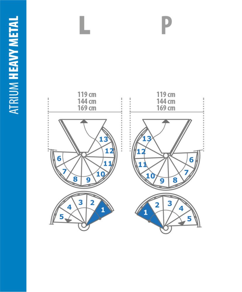 Kierreporras Atrium Heavy Metal musta 169 cm