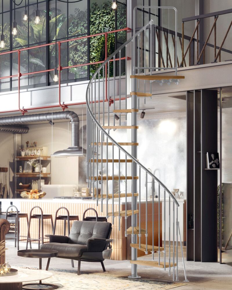 Kierreporras Atrium Novo Type 6 tammi, eri värejä ja kokoja Harmaa 160 cm