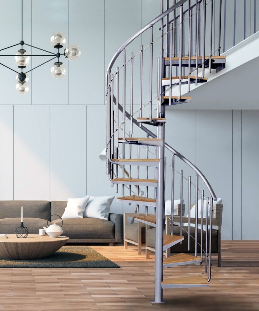 Kierreporras Atrium Solo Vertical metalli/pyökki 120 cm, eri värejä Harmaa