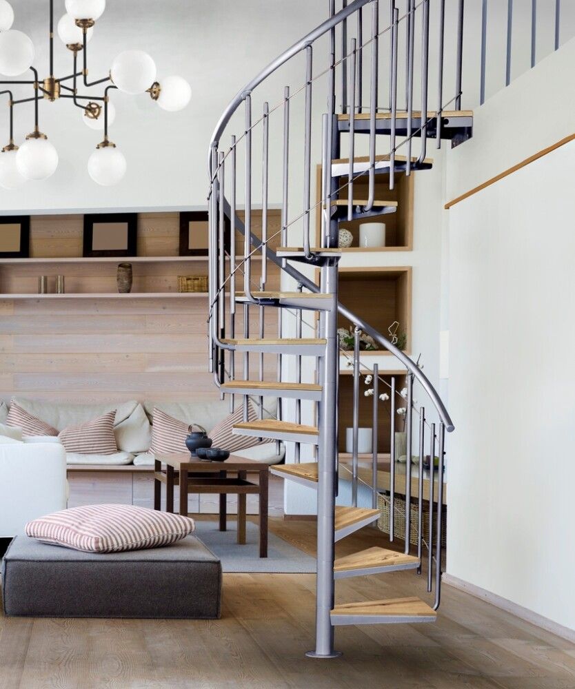 Kierreporras Atrium Solo Vertical metalli/tammi 120 cm, eri värejä Harmaa