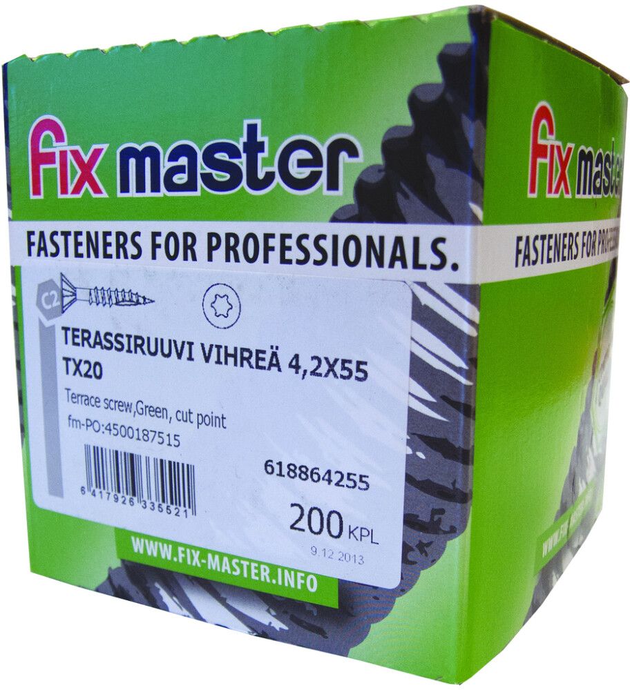 Terassiruuvi Fixmaster Vihreä 4,2 x 55 mm TX20