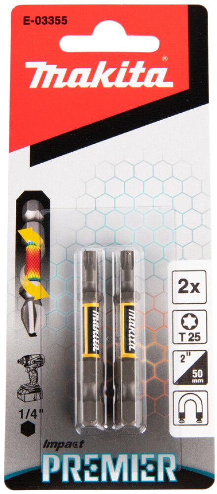 Ruuvauskärki Makita Impact Premier T25 50 mm 2 kpl