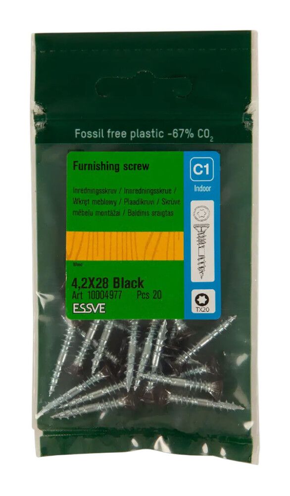 Kalusteruuvi Essve 4,2 x 28 mm 20 kpl musta 20 kpl