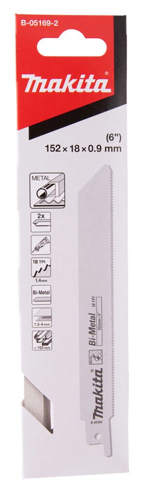 Puukkosahanterä Makita metalli 152 x 0,9 mm 18 TPI 2 kpl