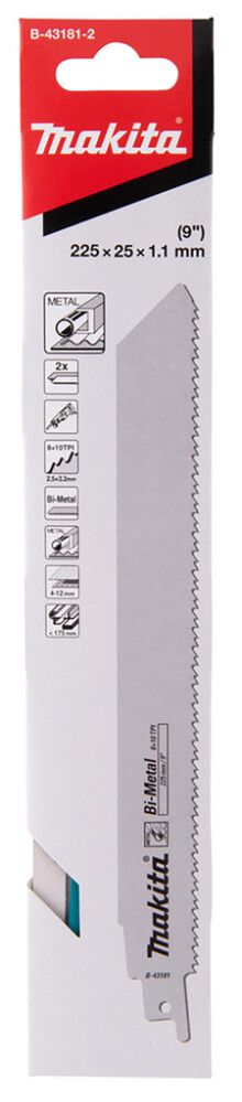 Puukkosahanterä Makita metalli 225 x 1,1 mm 8-10 TPI 2 kpl