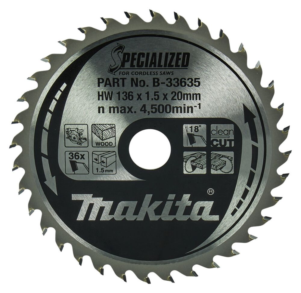 Pyörösahanterä Makita B-33635 136 x 20 x 1,5 mm Z-36
