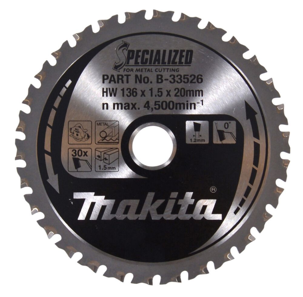 Pyörösahanterä Makita B-33526 136 x 20 x 1,5 mm Z-30