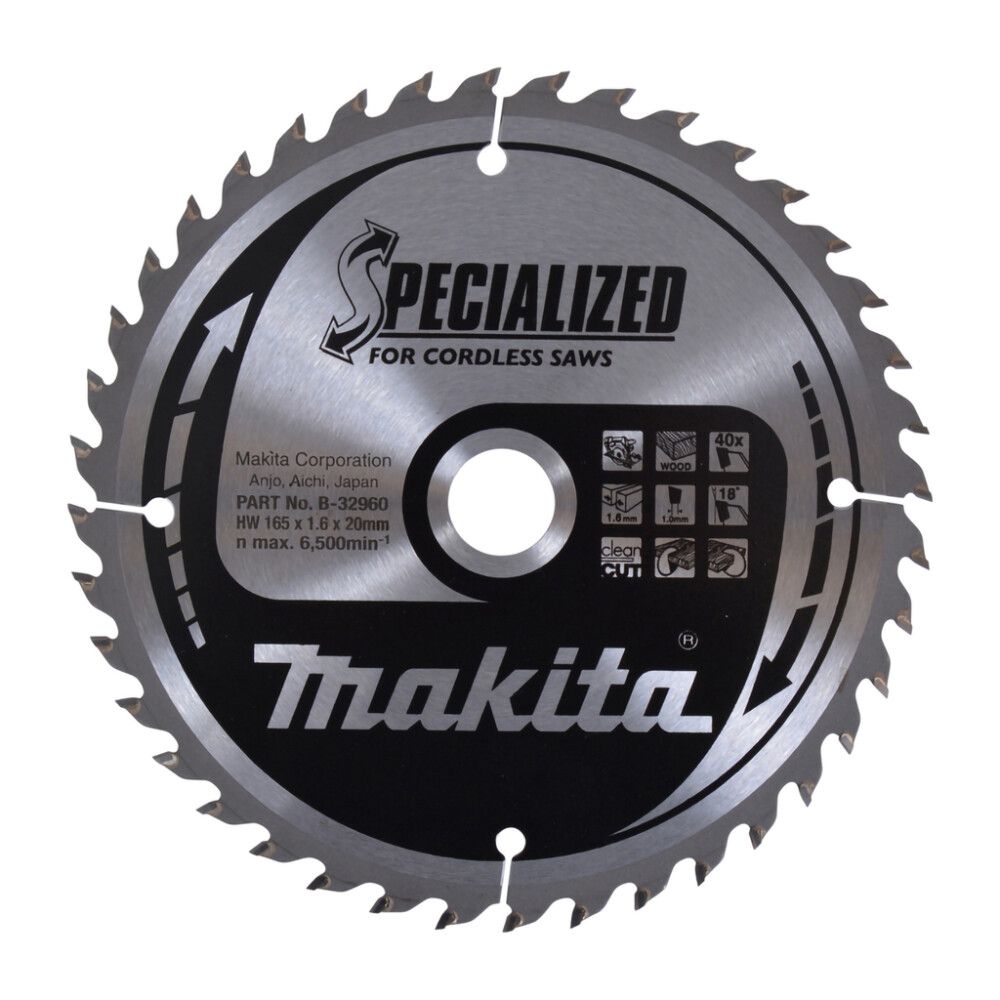 Pyörösahanterä Makita B-32960 165 x 20 x 1,6 mm Z-40