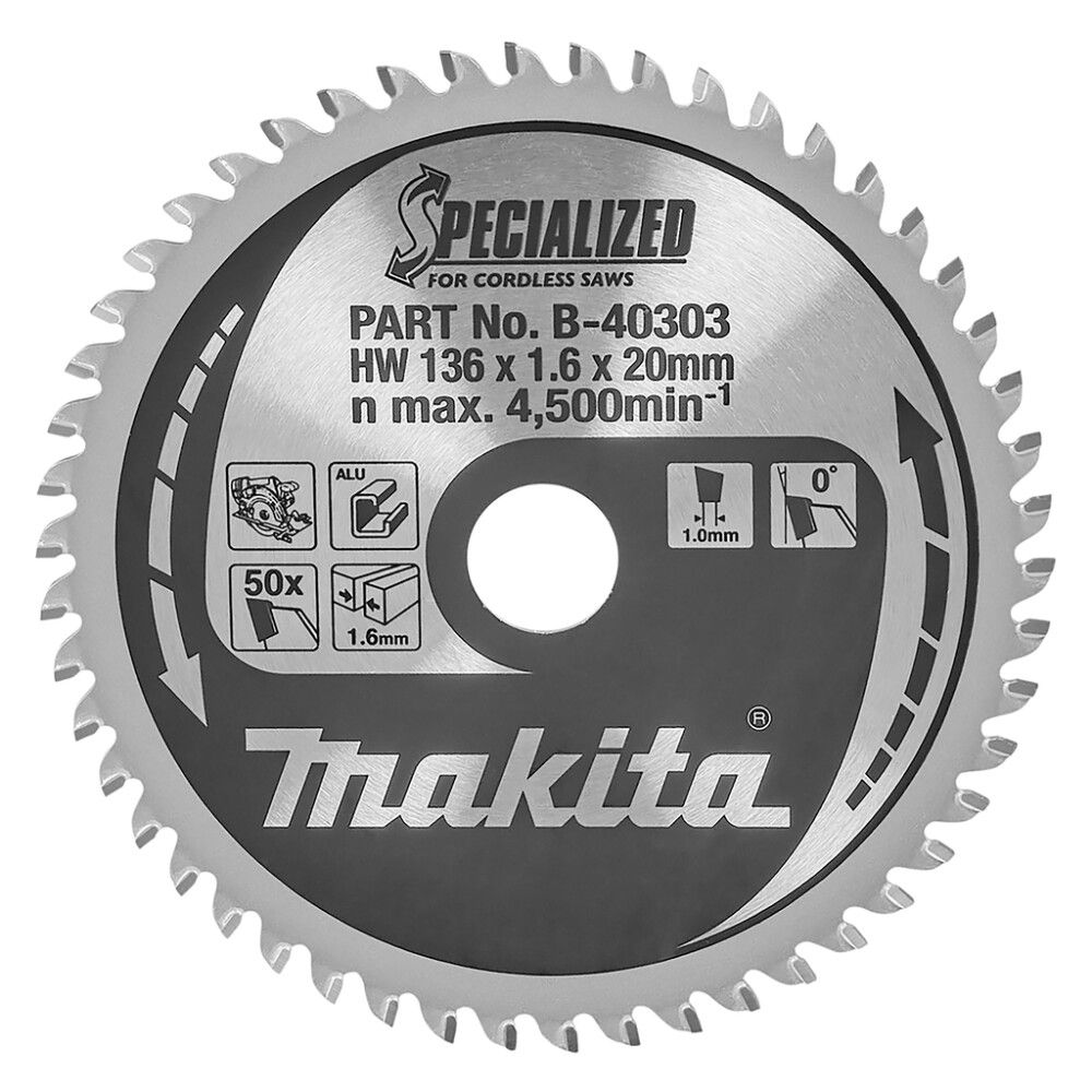 Pyörösahanterä Makita B-40303 Z-50 Ø 136 x 20 x 1,6 mm