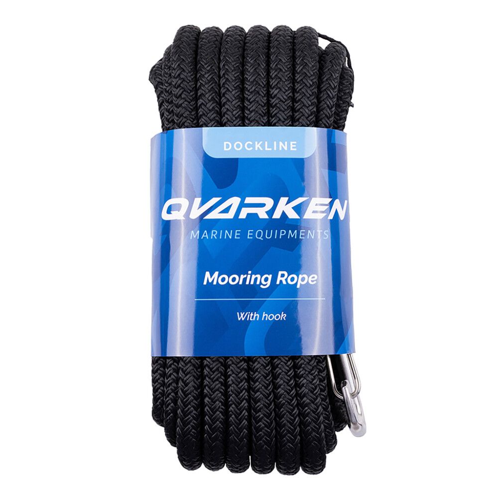 Kiinnitysköysi Qvarken Dockline karbiinihaalla musta 14 mm x 6 m