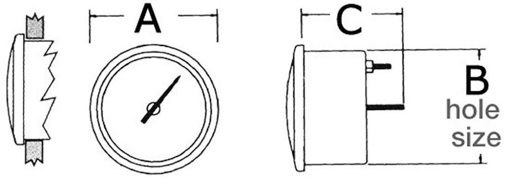 Polttoainemittari Osculati 12/24 V valkoinen Ø 57 mm